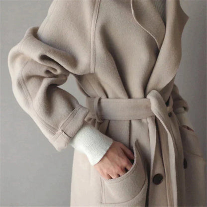 Women's Long Trench Coat Luxurious Fabric