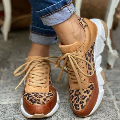 Trendy Leopard Lace Up Sneakers for Women