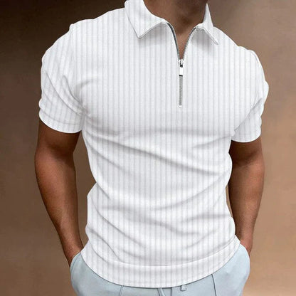 Men's Muscle Fit Polo Shirt Zipper Front