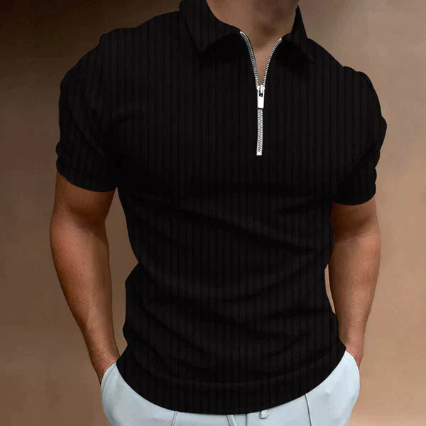 Men's Polo Shirt Zipper Front Muscle Fit