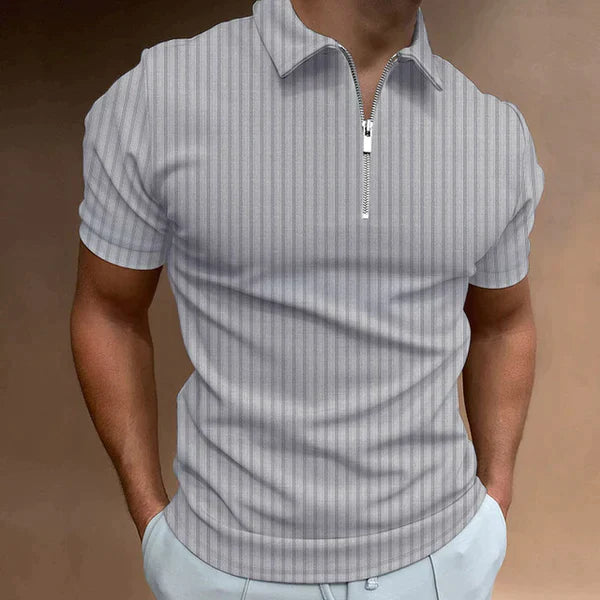 Men's Polo Shirt Zipper Front Muscle Fit