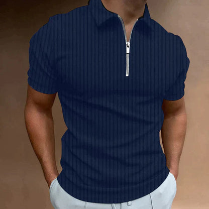 Men's Muscle Fit Polo Shirt Zipper Front - VibreMode