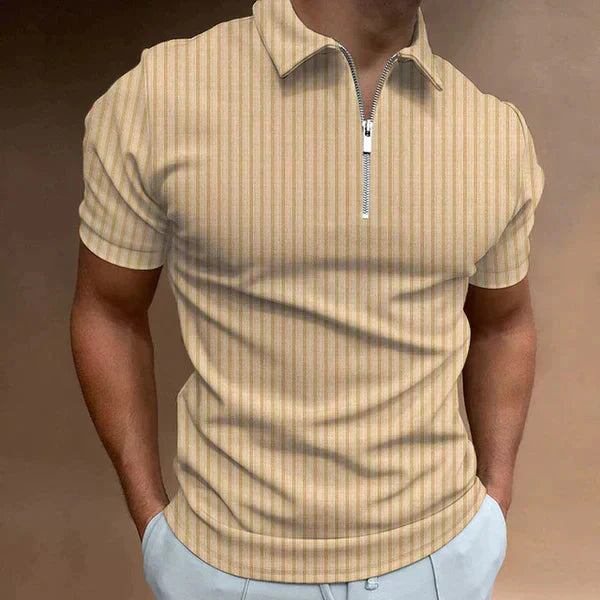 Men's Polo Shirt Zipper Front Muscle Fit