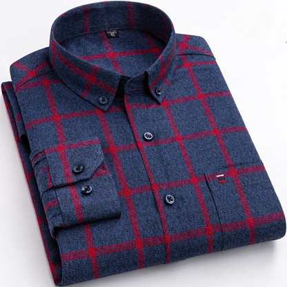 Men's Long Sleeve Check Shirt Cotton Button Down