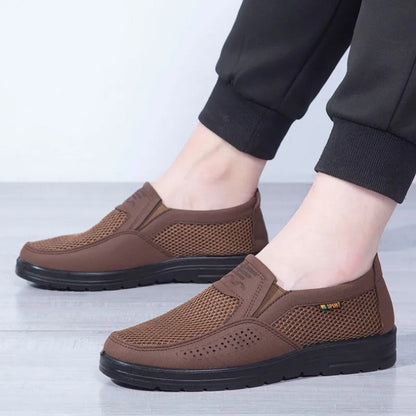 Men's Breathable Loafers Lightweight Leather Brown