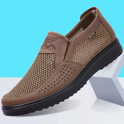 Men's Breathable Loafers Lightweight Leather Brown - VibreMode