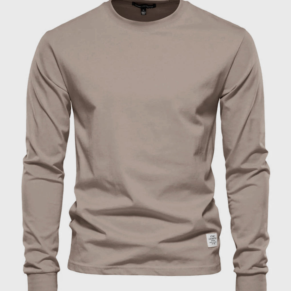 Men's Cotton Long Sleeve Shirt Round Neck - VibreMode