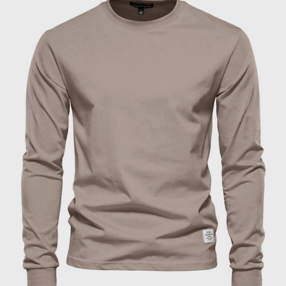 Men's Cotton Long Sleeve Shirt Round Neck - VibreMode