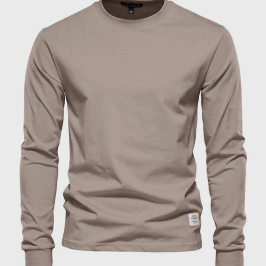 Men's Cotton Long Sleeve Shirt Round Neck - VibreMode