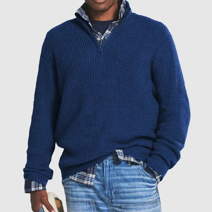 Men's Zip Neck Sweater Textured Design