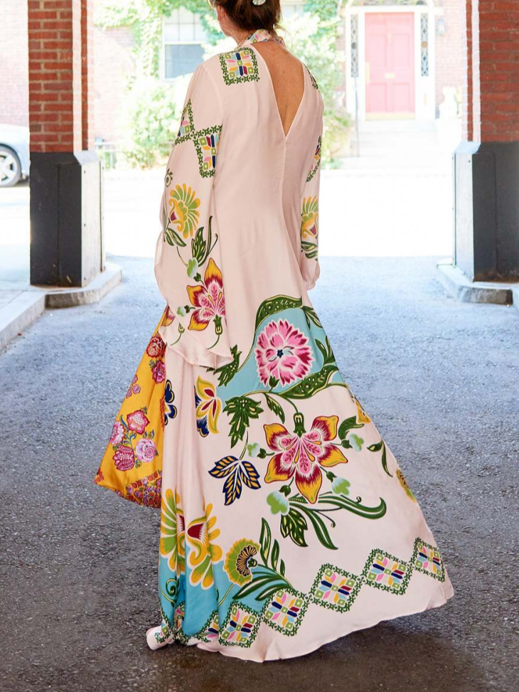 Jillian Women's Floral Maxi Dress Long Sleeve