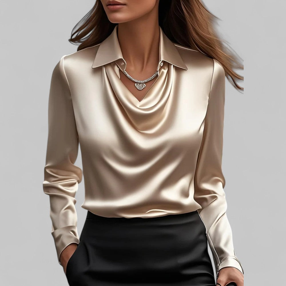 Elegant Silk V Neck Blouse