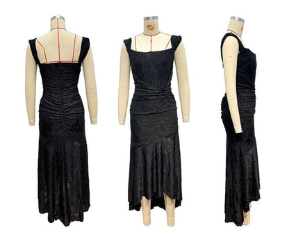 Bodycon Neckline Black Midi Dress