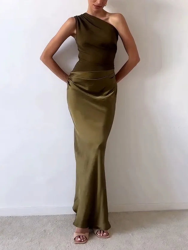 Chic Off The Shoulder Ruffled Evening Maxi Dress