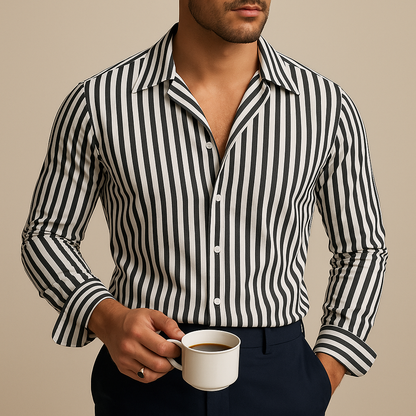 Men's Striped Dress Shirt Cotton