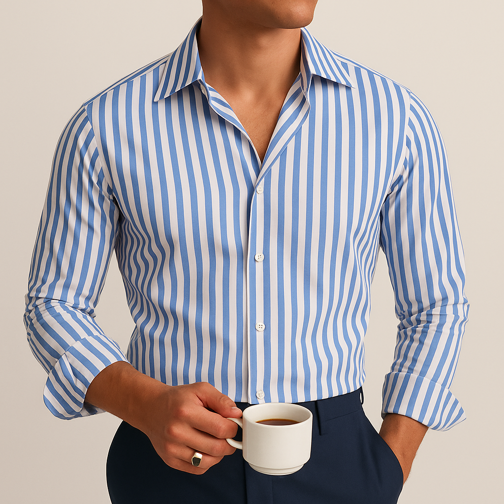 Men's Striped Dress Shirt Cotton - VibreMode