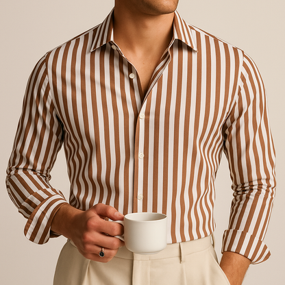 Men's Striped Dress Shirt Cotton