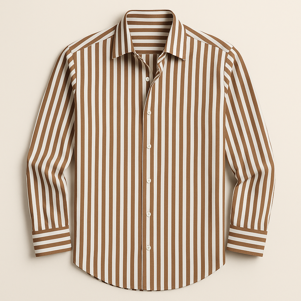 Men's Striped Dress Shirt Cotton