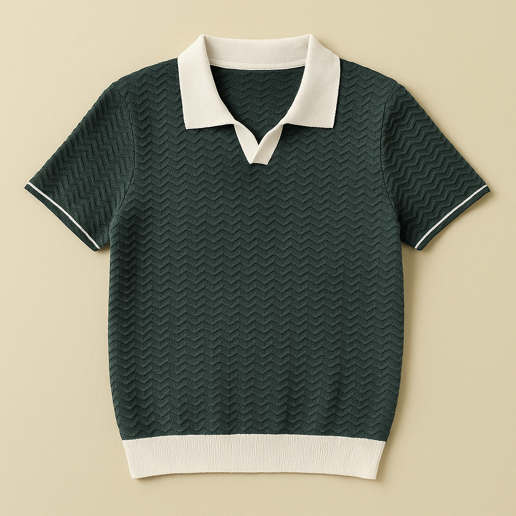 Men's Polo Shirt Short Sleeve Knit Zigzag Pattern