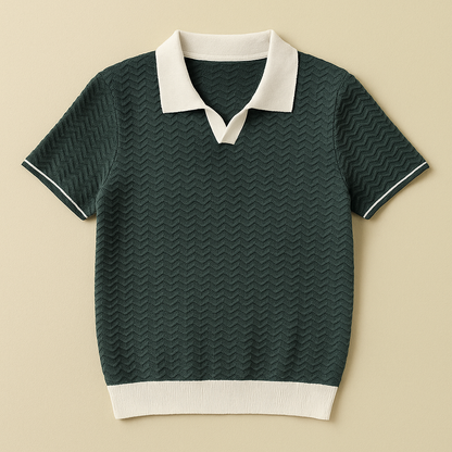 Men's Polo Shirt Short Sleeve Knit Zigzag Pattern