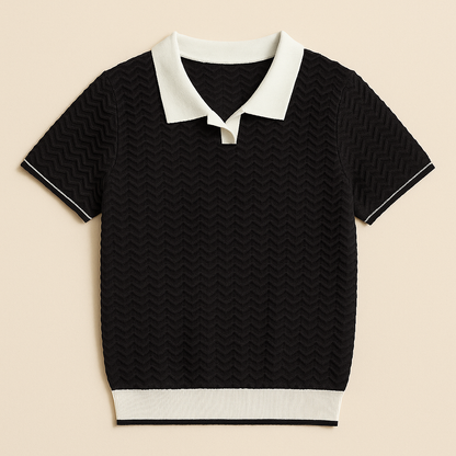 Men's Polo Shirt Short Sleeve Knit Zigzag Pattern