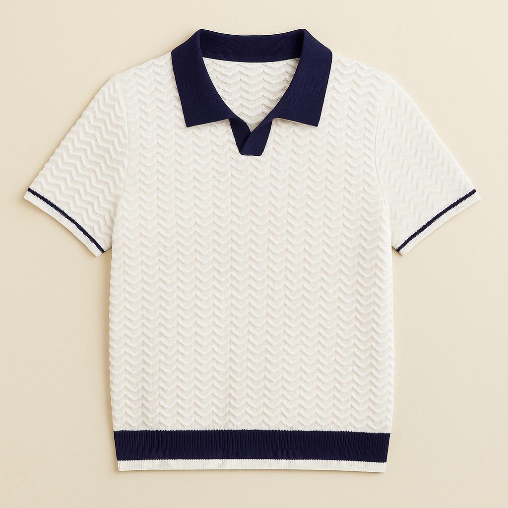 Men's Polo Shirt Short Sleeve Knit Zigzag Pattern