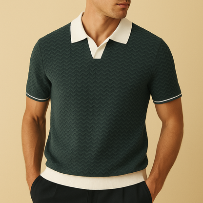 Men's Polo Shirt Short Sleeve Knit Zigzag Pattern