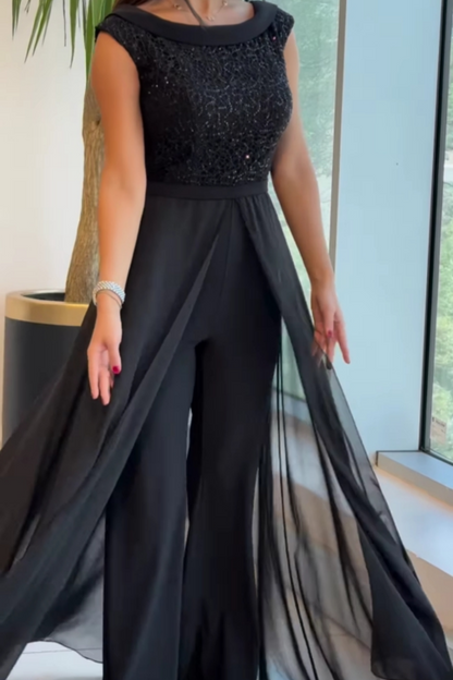 Women's Textured Crew Neck Jumpsuit