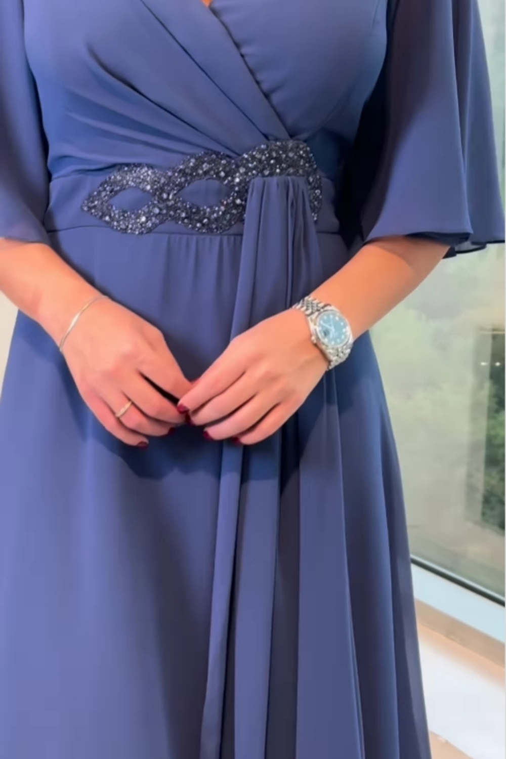 Women's Maxi Dress Soft Flowy V-Neck