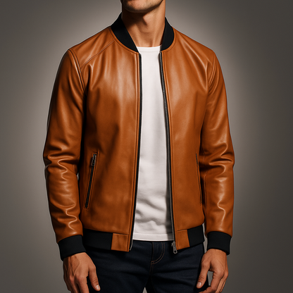 Faux Leather Bomber Jacket