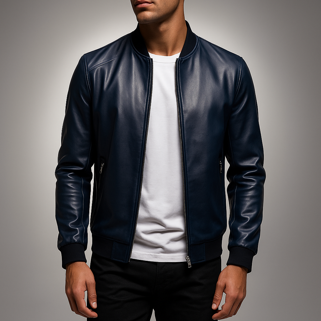 Faux Leather Bomber Jacket