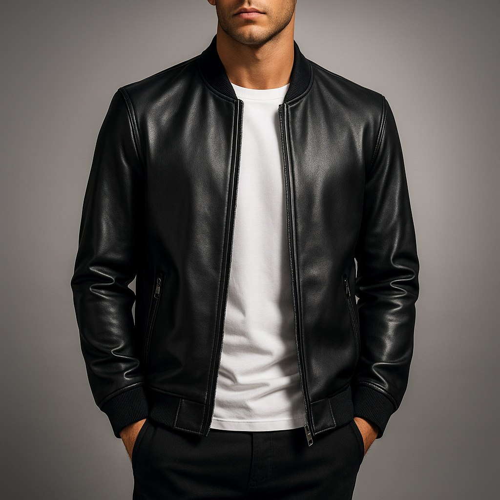 Faux Leather Bomber Jacket
