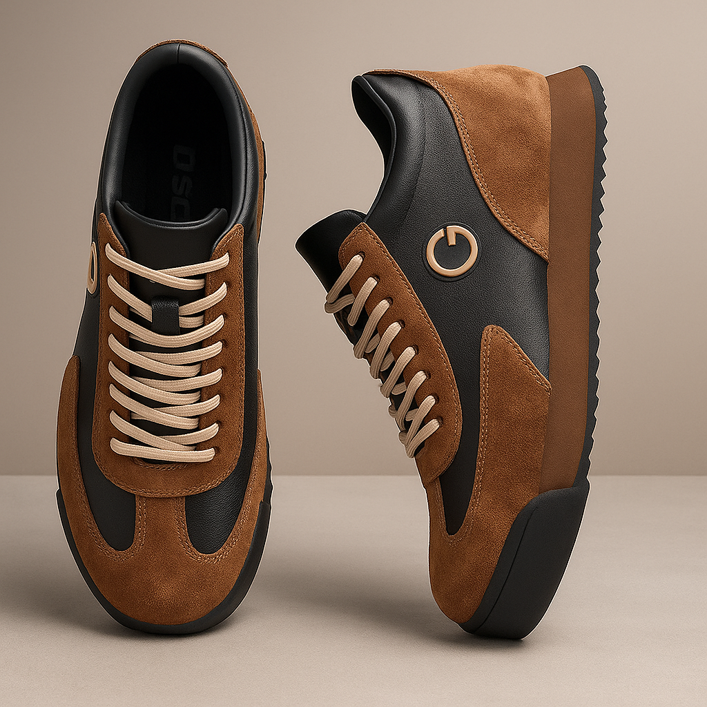 Men's Lace-Up Sneakers Contrast Panels - VibreMode