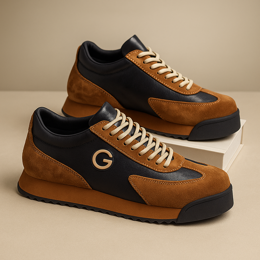 Men's Lace-Up Sneakers Contrast Panels
