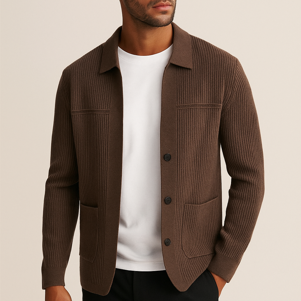Men's Textured Cardigan Sweater
