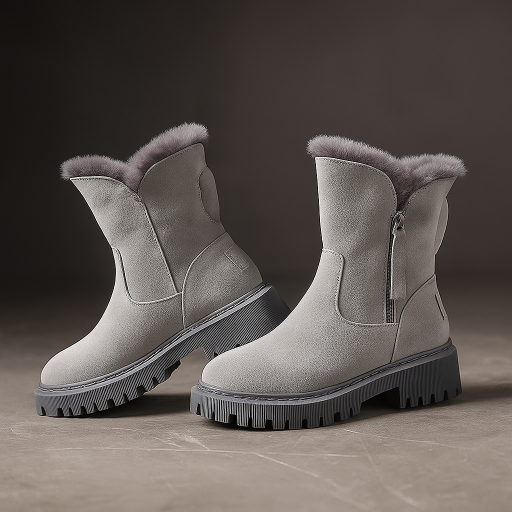Women's Ankle Boots Fur Trim Lug Sole