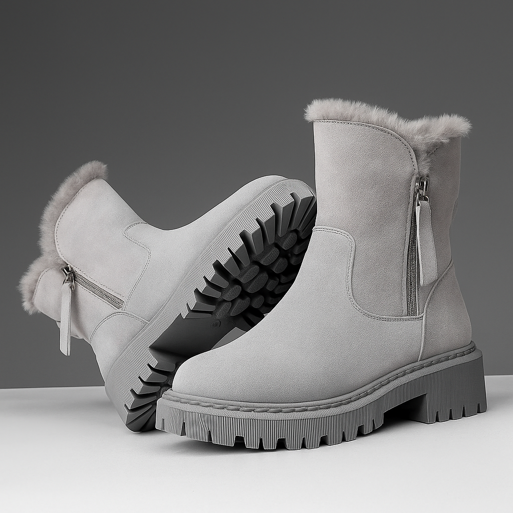 Women's Ankle Boots Fur Trim Lug Sole