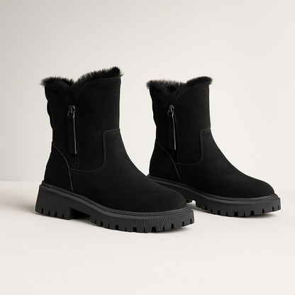 Women's Ankle Boots Fur Trim Lug Sole