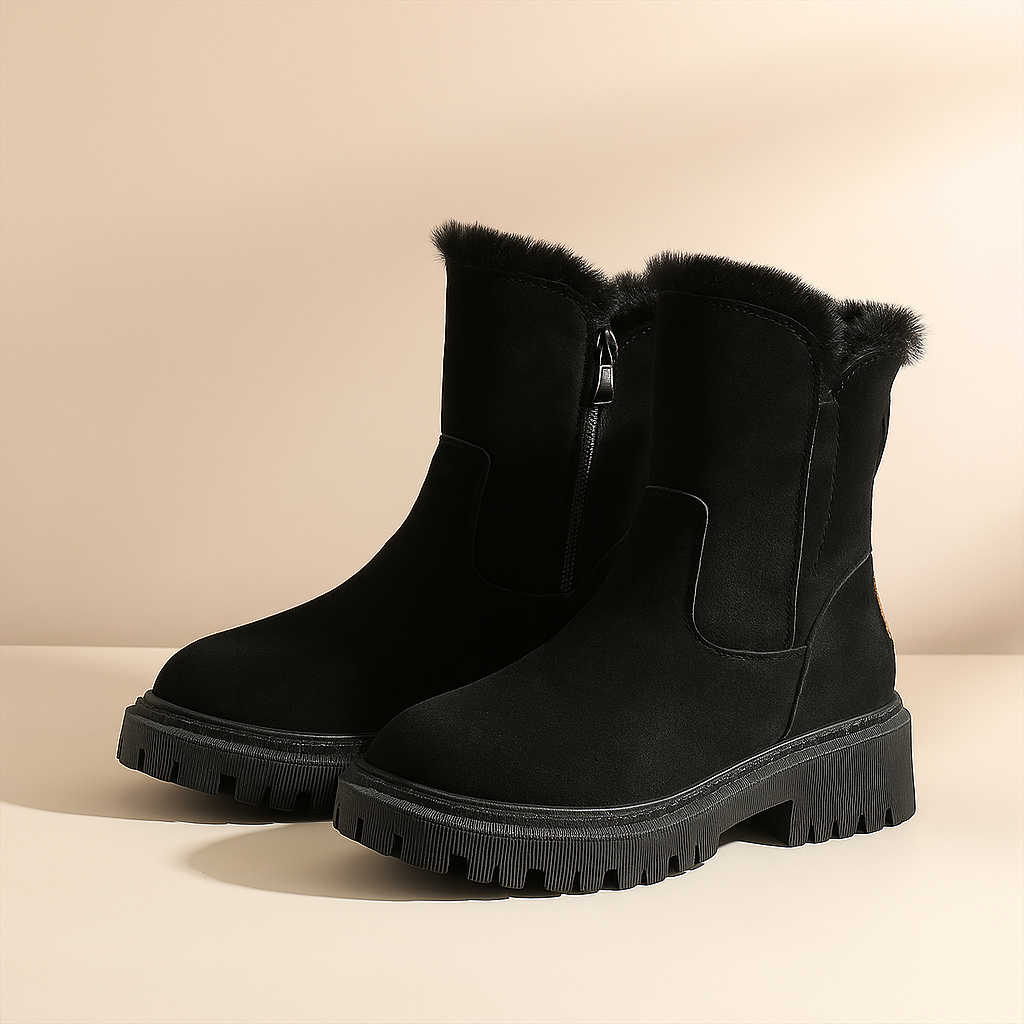 Women's Ankle Boots Fur Trim Lug Sole