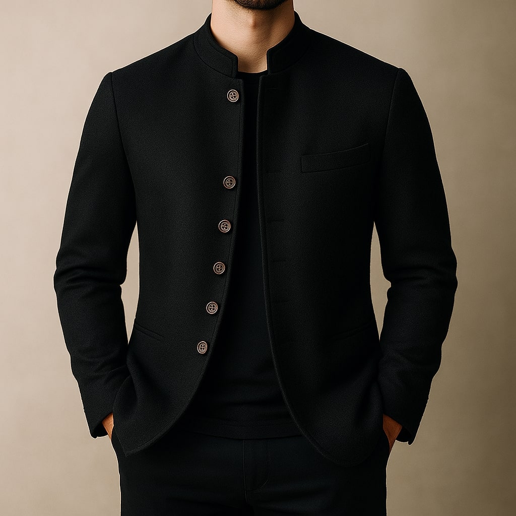 Marsimo Men's Wool Stand Collar Jacket