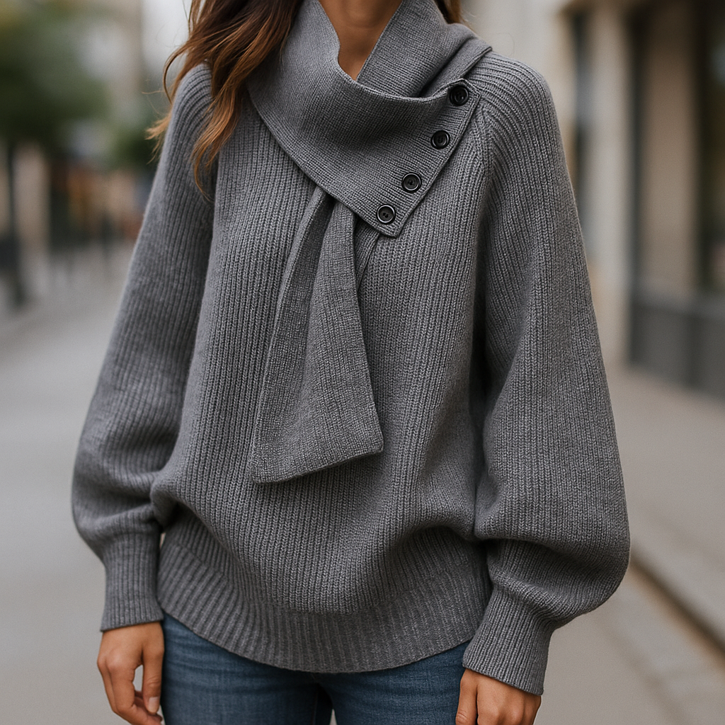 Women's Sweater Soft Scarf Neck Design