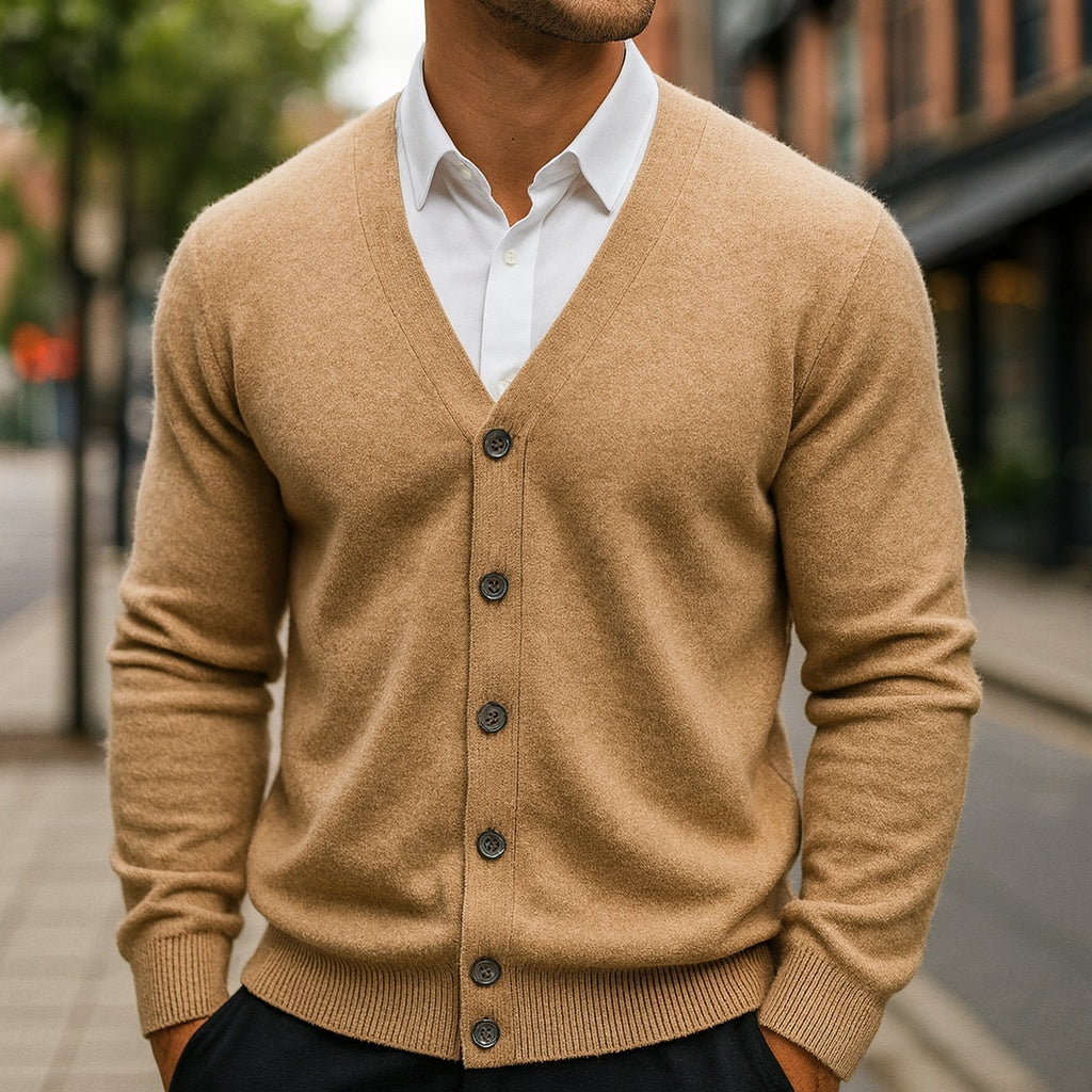 Warm Pure Wool Crew Neck Cardigan