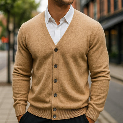 Warm Pure Wool Crew Neck Cardigan