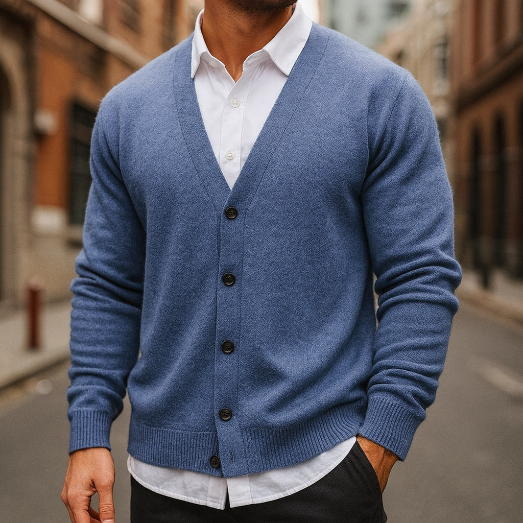 Warm Pure Wool Crew Neck Cardigan