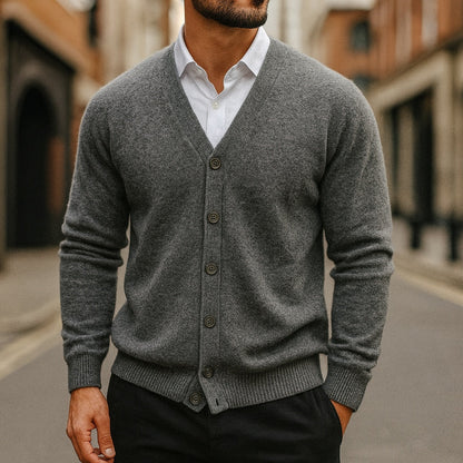 Warm Pure Wool Crew Neck Cardigan