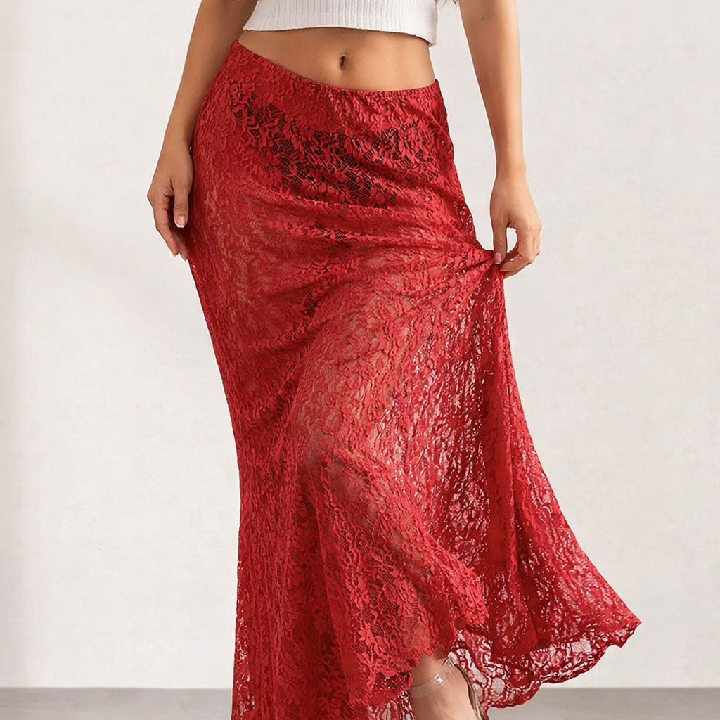 Women's Sheer Lace See Through Skirt