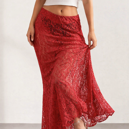 Women's Sheer Lace See Through Skirt