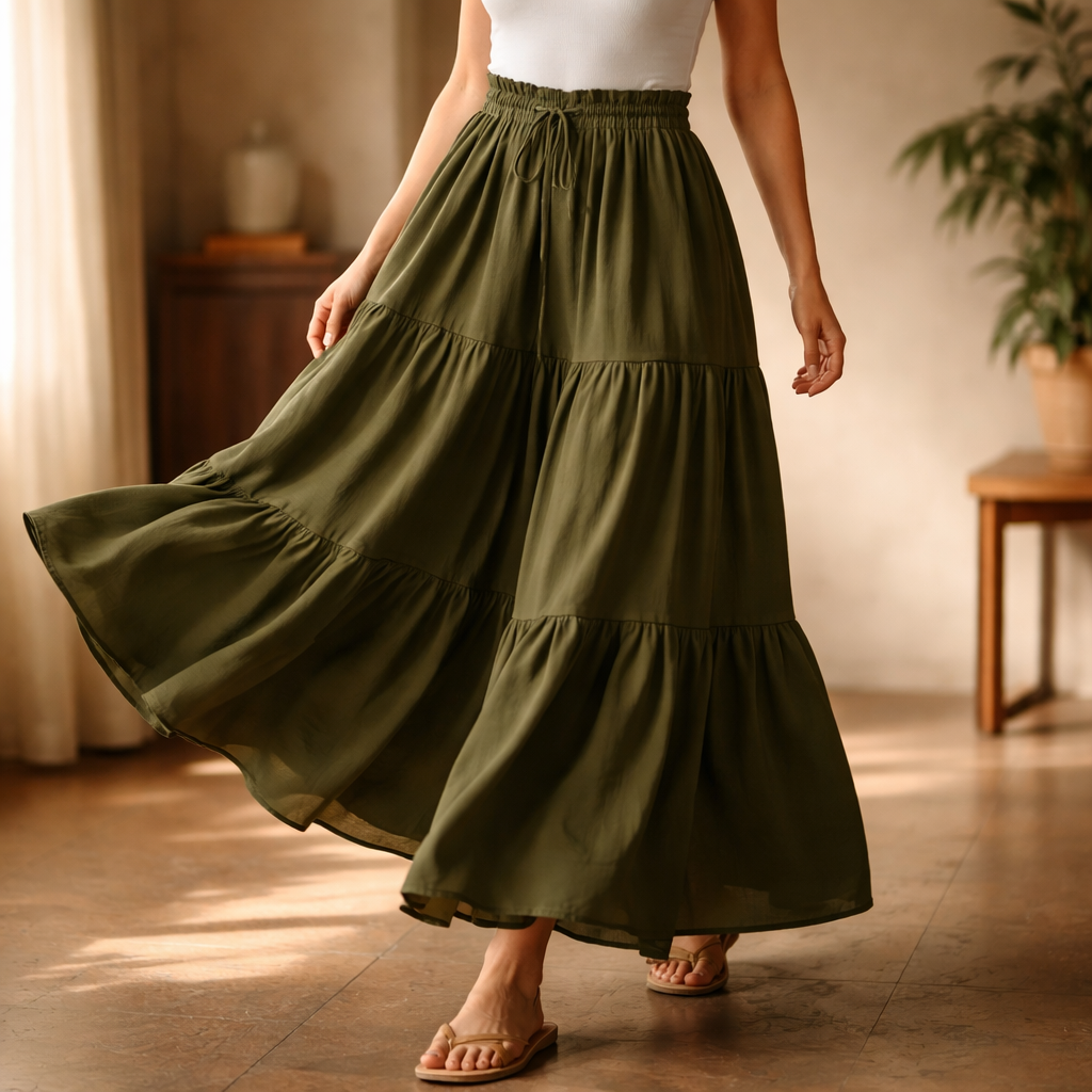 Women's Flowy A-Line Ruffle Skirt - VibreMode