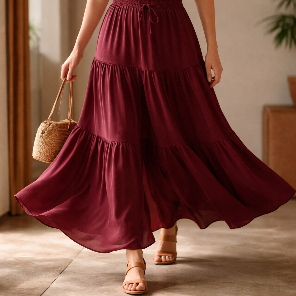 Women's Flowy A-Line Ruffle Skirt