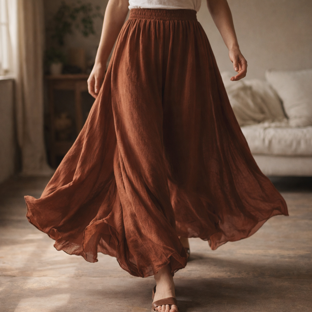 Calista Women's A-Line Linen Skirt - VibreMode